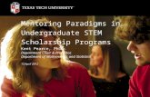 Mentoring Paradigms in Undergraduate STEM Scholarship Programs Kent Pearce, PhD Department Chair & Professor, Department of Mathematics and Statistics.