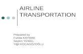 AIRLINE TRANSPORTATION Prepared by Funda KAYMAK Seçkin YENİEL Yiğit KOCAGÖZOĞLU.