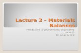 Lecture 3 – Materials Balances Introduction to Environmental Engineering Lecture3 Dr. Jawad Al-rifai.