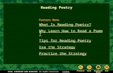 Reading Poetry What Is Reading Poetry? Why Learn How to Read a Poem? Tips for Reading Poetry Use the Strategy Practice the Strategy Feature Menu.