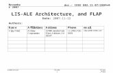 Doc.: IEEE 802.11-07/2889r0 Submission November 2007 Vijay Patel, Andrew CorporationSlide 1 LIS-ALE Architecture, and FLAP Date: 2007-11-12 Authors: