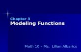 Chapter 3 Modeling Functions Math 10 – Ms. Lilian Albarico.