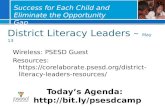 District Literacy Leaders – May 13 Wireless: PSESD Guest Resources:  literacy-leaders-resources/ Today’s Agenda: