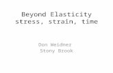 Beyond Elasticity stress, strain, time Don Weidner Stony Brook.