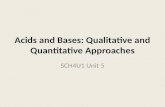 Acids and Bases: Qualitative and Quantitative Approaches SCH4U1 Unit 5.