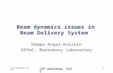 11th December 2007 LET workshop, SLAC 1 Beam dynamics issues in Beam Delivery System Deepa Angal-Kalinin ASTeC, Daresbury Laboratory