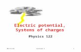 11/27/2015Lecture V1 Physics 122 Electric potential, Systems of charges.