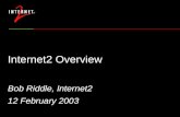 Internet2 Overview Bob Riddle, Internet2 12 February 2003.