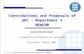 A. Pascual Contributions and Proposals of UPC to Department 1 - NEWCOM 1 Contributions and Proposals of UPC - Department 1 NEWCOM Antonio Pascual Iserte.