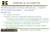 ECE 4710: Lecture #28 1 OQPSK &  /4 DQPSK  Offset Quadrature Phase Shift Keying  OQPSK   /4 Differential QPSK   /4 DQPSK  Both are :  Variations.