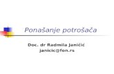 Ponašanje potrošača Doc. dr Radmila Janičić janicic@fon.rs.