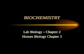 BIOCHEMISTRY Lab Biology – Chapter 2 Honors Biology Chapter 3.