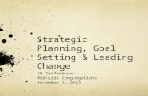 Strategic Planning, Goal Setting & Leading Change VA Conference Mid-size Congregations November 1, 2012.