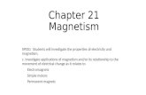Chapter 21 Magnetism SPS10. Students will investigate the properties of electricity and magnetism. c. Investigate applications of magnetism and/or its.
