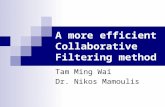 A more efficient Collaborative Filtering method Tam Ming Wai Dr. Nikos Mamoulis.