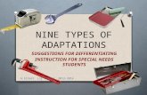 NINE TYPES OF ADAPTATIONS SUGGESTIONS FOR DIFFERENTIATING INSTRUCTION FOR SPECIAL NEEDS STUDENTS A.Street Lit Center 2013-20141.