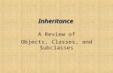Inheritance A Review of Objects, Classes, and Subclasses.