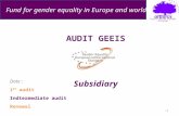 Fund for gender equality in Europe and worldwide 1 AUDIT GEEIS Subsidiary Date : 1 ST audit Indtermediate audit Renewal.