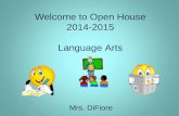 Welcome to Open House 2014-2015 Language Arts Mrs. DiFiore.