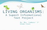 LIVING ORGANISMS: A Super3 Informational Text Project By: Mrs. Cumbers’ 1 st Grade Class.