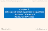 Algebra A1Mr. Brennan Chapter 6 Solving and Graphing Linear Inequalities Sections 1 through 3 Review and Practice Hamilton-Wenham Regional High SchoolDepartment.