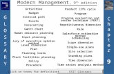 Chapter9Chapter9 GLOSSARYGLOSSARY EXIT Glossary Modern Management, 9 th edition Click on terms for definitions Activities Budget Critical path Events Forecasting.