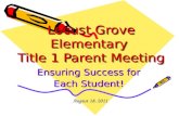 Locust Grove Elementary Title 1 Parent Meeting Ensuring Success for Each Student! August 18, 2011.