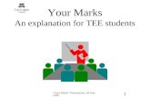 1 "Your Marks" Presentation, 28 June 1998 Your Marks An explanation for TEE students.