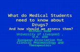 What do Medical Students need to know about Drugs? And how should we assess them? Michael Orme University of Liverpool, U.K. and European Association for.