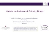 Update on Indiana’s 6 Priority Drugs Safe & Drug Free Schools Workshop Prepared by: Barbara Seitz de Martinez, PhD, MLS, CPP April 2009 The Indiana Prevention.