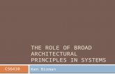 THE ROLE OF BROAD ARCHITECTURAL PRINCIPLES IN SYSTEMS Ken Birman CS6410.