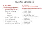 HOUSING DECISIONS p. 395-396 How are these mounted? Which way do they direct light? Valance lighting Bracket lighting Cornice lighting Cove lighting Recessed.