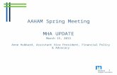 AAHAM Spring Meeting MHA UPDATE March 15, 2013 Anne Hubbard, Assistant Vice President, Financial Policy & Advocacy 1.