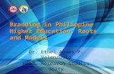 Branding in Philippine Higher Education: Roots and Models Dr. Ethel Agnes P. Valenzuela Head, Research Studies Unity SEAMEO INNOTECH.