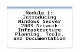 Module 1: Introducing Windows Server 2003 Network Infrastructure Planning, Tools, and Documentation.