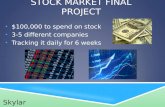 STOCK MARKET FINAL PROJECT $100,000 to spend on stock 3-5 different companies Tracking it daily for 6 weeks Skylar Evans.