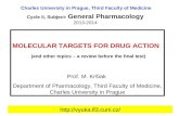 MOLECULAR TARGETS FOR DRUG ACTION (and other topics – a review before the final test) Prof. M. Kršiak Department of Pharmacology, Third Faculty of Medicine,