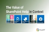 The Value of SharePoint Help in Context. SharePoint is everywhere Broad range of application End user autonomy – users create value for themselves Intriguing.