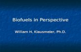 Biofuels in Perspective William H. Klausmeier, Ph.D.
