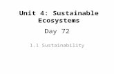 Day 72 1.1 Sustainability Unit 4: Sustainable Ecosystems.