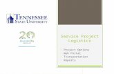 Service Project Logistics Project Options Web Portal Transportation Reports.