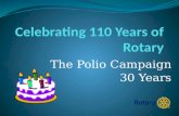 The Polio Campaign 30 Years. The beginning... 1950’s, ‘60’s and ‘70’s, we who are old enough all knew someone who had contracted polio 350,000 cases world-wide.