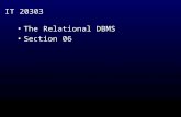 IT 20303 The Relational DBMS Section 06. Relational Database Theory Physical Database Design.