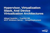 Hypervisor, Virtualization Stack, And Device Virtualization Architectures Mikael Nyström – TrueSec AB MVP Windows Server – Setup/Deployment.