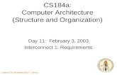 Caltech CS184 Winter2003 -- DeHon 1 CS184a: Computer Architecture (Structure and Organization) Day 11: February 3, 2003 Interconnect 1: Requirements.