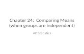 Chapter 24: Comparing Means (when groups are independent) AP Statistics.