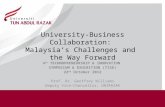 University-Business Collaboration: Malaysia’s Challenges and the Way Forward 4 th TECHNOPRENEURSHIP & INNOVATION SYMPOSIUM & EXHIBITION (TISE) 22 nd October.