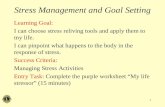 Stress Management and Goal Setting Learning Goal: I can choose stress reliving tools and apply them to my life. I can pinpoint what happens to the body.