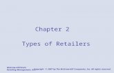 McGraw-Hill/Irwin Retailing Management, 6/e Copyright © 2007 by The McGraw-Hill Companies, Inc. All rights reserved. Chapter 2 Types of Retailers.