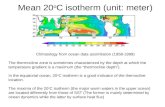 Mean 20 o C isotherm (unit: meter) The thermocline zone is sometimes characterized by the depth at which the temperature gradient is a maximum (the “thermocline.